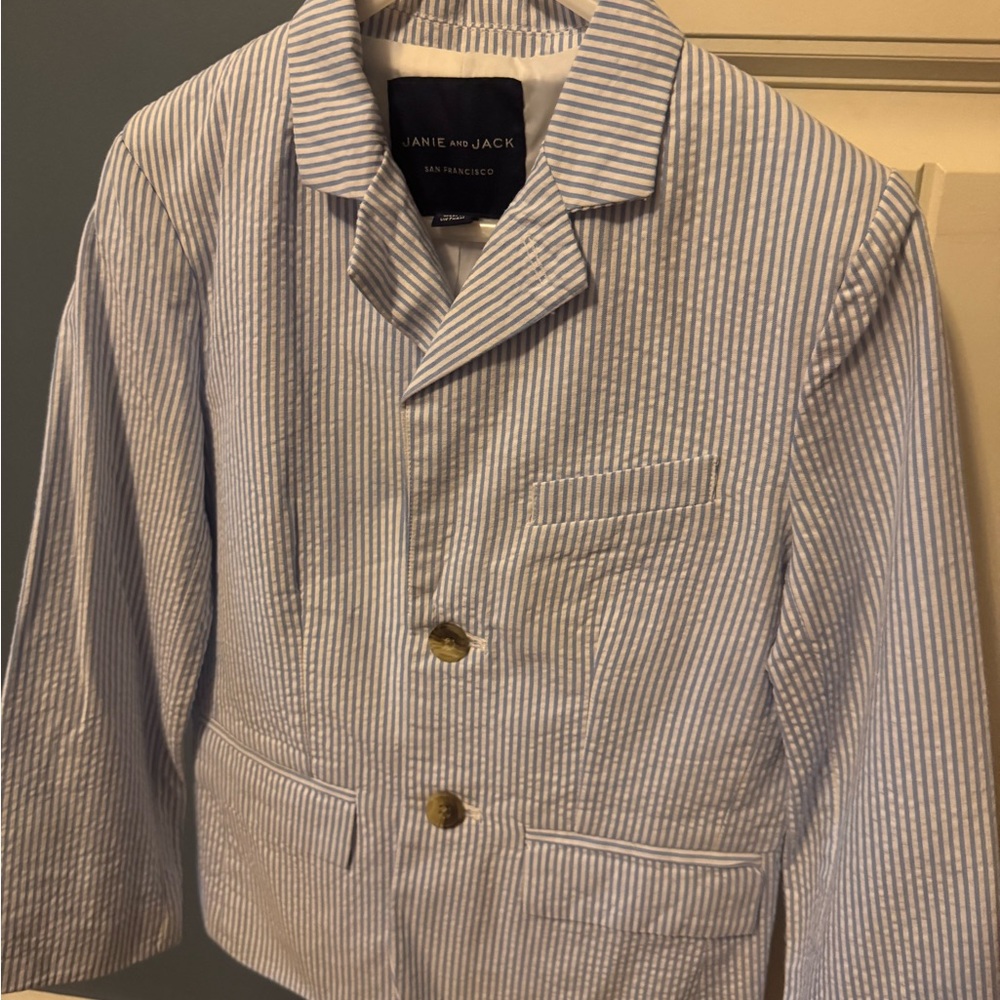 Janie and Jack Blue Seersucker Striped Blazer